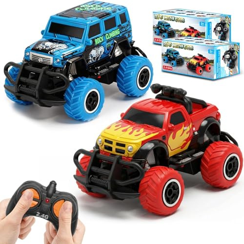 Pup Go Lot de 2 Voitures Télécommandées 2.4GHz - Voitures RC Parfaites pour Débutants - Contrôle Simple pour Enfants 3 4 5 6 7 Ans - Cadeau pour Garçons