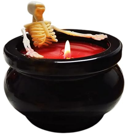 Candela in stile gotico - aromatiche scheletro per Halloween, Luminosa durevole e raccapricciante per uso interno esterno fattoria mensola e scrivania per decorazione