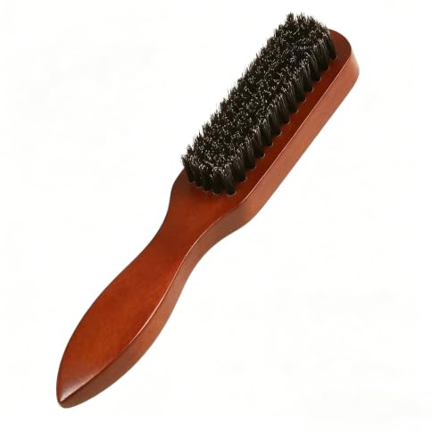 Boar Bristle Hair Brush, Wooden Slick Back Hair Brush for Smoothing Flyaways, Frizz and Baby Hairs, Ideal for Sleek Ponytails, Buns and Beard Grooming