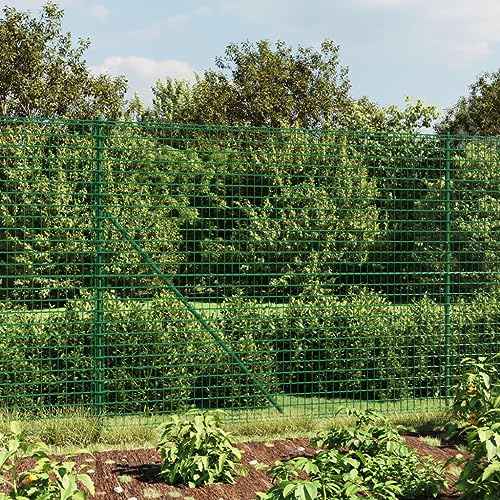 Nätstängsel grönt 1,8 x 25 m, PVC-belagd, galvaniserat stål med markfläns, perfekt för trädgård, kyckling och fjäderfäskydd, hållbart galler