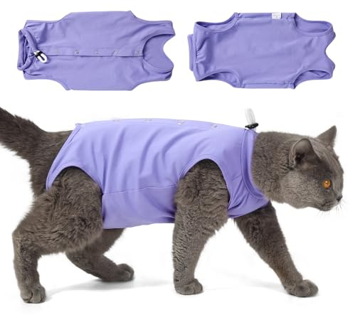 Poiinvc Combinaison de récupération pour Chat, Bodys pour Traitement médical, chirurgicales, Combinaisons, Body pour Chaton après opération, Combinaison, opérations, Combinaison de (Violet, L)