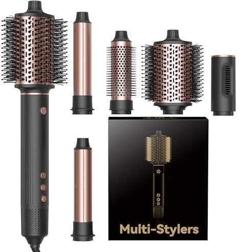 OKWRAP Spazzola Ad Aria Calda 5 in 1 Hair Styler Set, 110000 RPM Styler Capelli, 1300W Include Funzioni Quali Asciugacapelli Arricciacapelli e Spazzola Asciugacapelli, Per Creare Acconciature Diverse