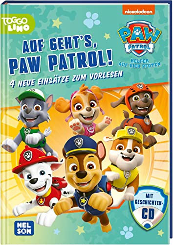 PAW Patrol Geschichtenbuch: Auf geht's, PAW Patrol!: 4 Vorlesegeschichten ab 3 Jahren mit Hörfassung auf CD und den beliebten Fellfreunden Marshall, Rubble, Zuma, Chase, Rocky und Skye