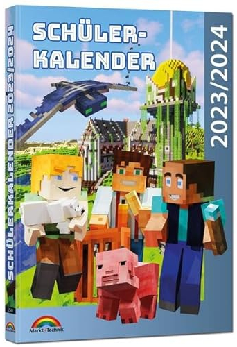 Schülerkalender 2023/2024 mit Minecraft inklusive Tipps, Tricks & Crafting-Rezepten