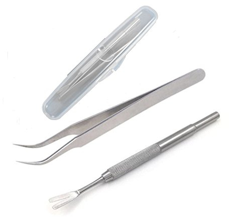 Tick Remover Tool Kit - Stainless Steel Tick Remover + Tweezers for Pets Dog Cat and Humans with Storage Box