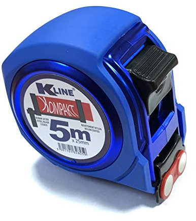 KELI FRANCE - K•LINE - Cinta Métrica de Doble Lectura Ultra Compacta, Magnética Profesional, Bi-Material, Rigidez 2.2m, Gancho Cuádruple, Cinta Extra Ancha 25mm (5M x 25mm)