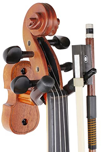PUNK Violine Viola Wandhalterung, Violine Viola Haken, Mahagoni Violine Halter, mit Bogenhaken, Home & Studio Wandhalterung Violine Kleiderbügel (Mahagoni)