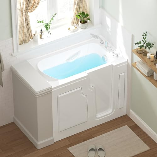 FerdY Floridian 52 x 30 Walk-in Bathtub with Right-Side Door Opening and Quick Fill and Drain System, Rectangular Soaking Bathtub in White