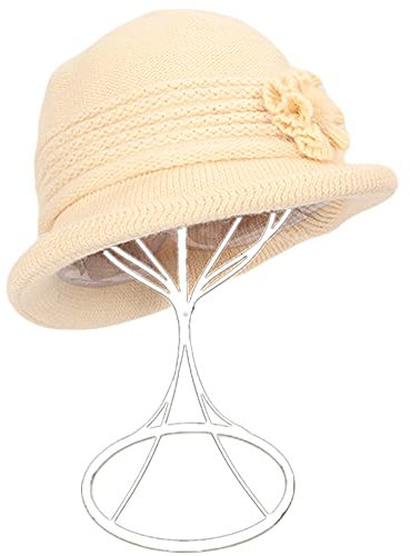 ZffXH Bucket Hat Damen Winter - Warm Wool Knit Fleece Floral Eimer Cloche Hut, Glockenhut, Damenhut 20er