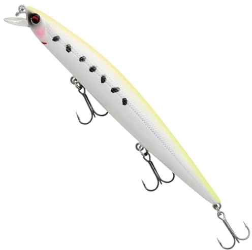 Savage Gear Sea Bass Minnow - Realistischer Salzwasser-Angelköder für Angler, Ultra-Weitwurf Design, zum Fangen von Seebarschen, Barschen und Anderen Salzwasserräubern Lemon Sardine 14 cm