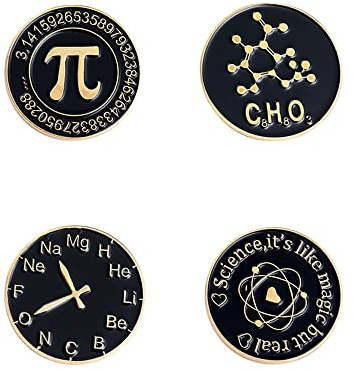 GIVBRO Broche pin reloj de matemáticas, insignia esmaltada, broche de solapa para chaquetas, bolsos, mochila, bufanda, sombrero, ropa, 4 piezas