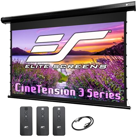 Elite Screens CineTension 3 Projector Screen, 150-inch 16:9, Indoor Electric Motorized ISF Material Tab Tension Home Theater Automatic Front Projection Movie Office Presentations, TE150HW3, Black