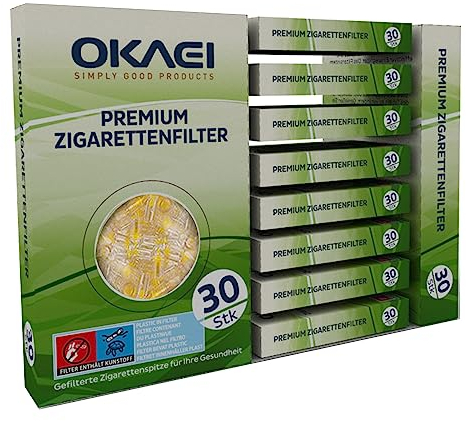 Okaei Zigarettenfilter | 10x30 ProBox 300 Stück Zigarettenfilter | für weniger Teer & Nikotin | Zigarettenspitze | Nikotin-Filter | Zigarettenspitzen mit Microfilter | Filter Aufsatz 8mm | BPA Frei
