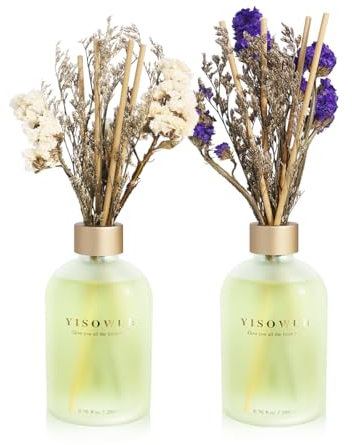 YISOWUH Reed Diffusore - Gelsomino Lily & Grapefruit 6.76oz (200ml) 2 pacchetti Fiore Olio Essenziale Reed Diffusore Set con 16 bastoni - Profumo di lunga durata per la casa Camera Decor
