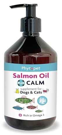 Salmon oil plus calm and focus | 300ml | Scottish Salmon Oil with Calming Herbal Tincture Blend | Adaptogenic Herbs for Stress Relief | For Cats & Dogs | Daily supplement |