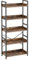 Rolanstar Bücherregal mit 5 Ebenen & 4 Haken, Holzregal mit Kantenschutz & offenes Regal, Standregal im Industriestil für Wohnzimmer, Schlafzimmer, Büro, 30 x 60 x 144cm