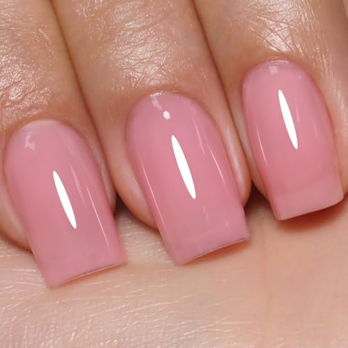 Imtiti Pink Sheer Jelly Gel Nail Polish - UV LED Soak-Off for Spring Summer - Translucent Manicure Art DIY Design Kit 10ml
