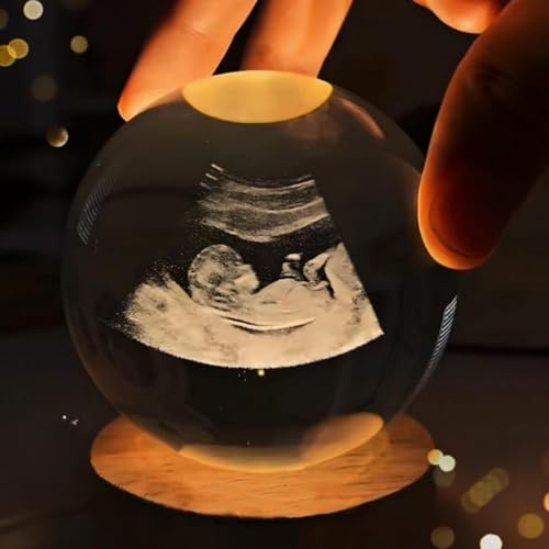 MINXLTD Foto De Cristal 3D Personalizada Con Bola Luz, Esfera De Cristal 3D Personalizada Con Foto Grabada, Regalo Aniversario Personalizado For Parejas(6 cm)