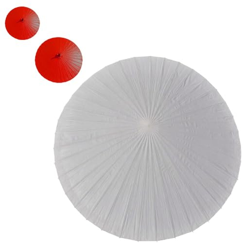 BGBZHMMEE Ombrello di Carta Cinese Fatto A Mano, Ombrellone da Giardino Antipioggia, Impermeabile E Resistente al Sole, per Vacanze All'aperto, Terrazza, Balcone, Mercato(White)