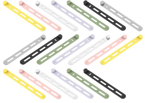 Sujetacables de silicona,Organizador de cables elástico multifuncional para y fijar cables | 20 piezas de soportes elásticos para perchas cargador auriculares cortina electrónica surtido