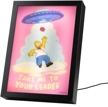Grupo Erik Cuadro Los Simpsons - Marco Simpsons Regalo Luz Led, Cuadros Decoracion Dormitorios|Lampara Escritorio - Regalo Merchandising Oficial : 3 Tonos de Luz y 5 Niveles de Brillo, 20x28cm