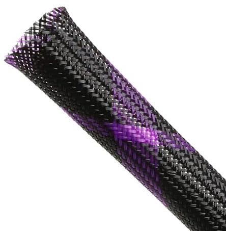 Expandable Braided Sleeving, PET Automotive Wire Loom, Flexible Cable Management for Audio Video and Other Home Device, Cord Protector from Pets (Black Purple, 1/2 x 25ft)