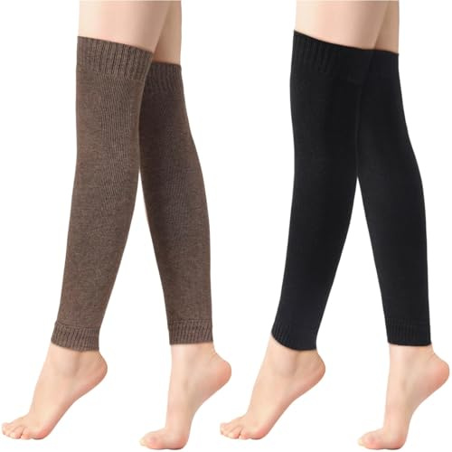 DIELIANHUA Kvinnors benvärmare, 2 par långa stickade benvärmare, Leg Warmers, en storlek för alla, vinter varma kvinnor knähöga stickade benvärmare, Till, A