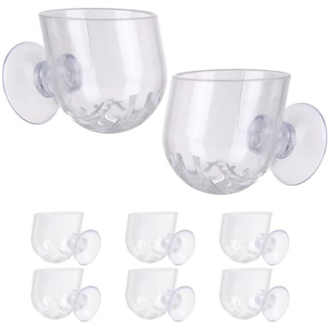 NOLITOY Lot de 8 Jardinières Murales Suspendues en Acrylique Transparent Supports Hydroponiques Ovales Petits pour Aquarium avec Ventouses Adaptées à la Culture de Plantes Aquatiques