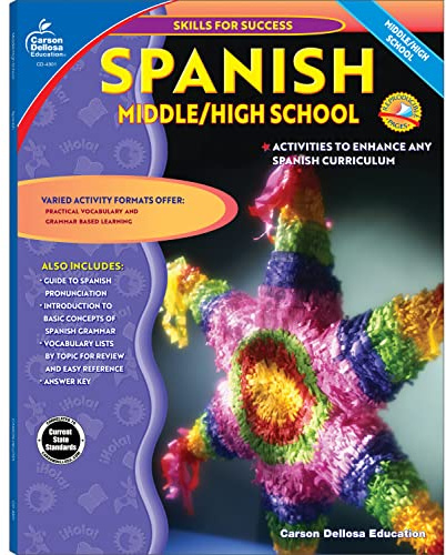 Carson Dellosa Skills for Success Spanish Workbook, Parts of Speech, Grammar, Sentence Building Skills, and More, Middle and High School Classroom or Homeschool Curriculum