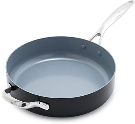 GreenPan Valencia Pro Hard Anodised Healthy Ceramic Non-Stick Sauté Pan, PFAS Free, Induction, Oven Safe, Grey, 28 cm/4.2 Litre