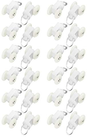 sourcingmap 20pcs Glisseur Rail Rideaux Roulette Crochet Roue Rideaux Coulissant Poulie pour Fenêtre Voilage plastique 1.1 hauteur