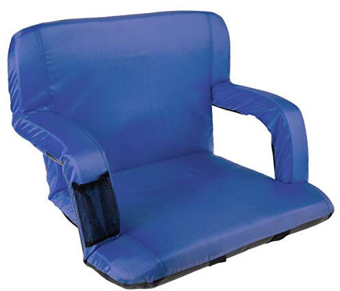Home-Complete - Cuscino per sedia da stadio con schienale imbottito, braccioli, 6 posizioni reclinabili e cinghie per il trasporto portatile, in poliestere, blu