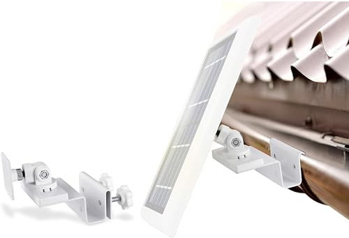 Wasserstein - Support de Gouttière pour Panneaux Solaires Compatible avec Anneau, Arlo et Reolink - Lumière Maximale Sans Percer de Trous (Blanc)