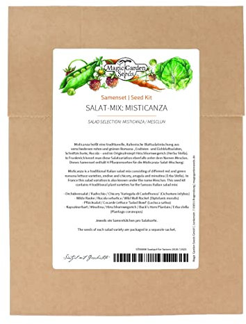Sélection des plantes: Misticanza/Mesclun - kit de graines avec 4 variétés de plantes traditionnelles pour le célèbre mélange de salade italien