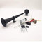 YIYIDA Bocina De Aire para Auto 150dB Car Horn 450mm Cromo Zin Negro Bocina para Auto Camión Bocina con Bomba De Aire De Compresor para Cualquier Vehículo De 12V Coche camión Moto Barco SUV etc