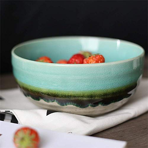 MKKSLR Ceramica Ice Crack Scodella per zuppa di Grande capacità Scodella per Frutta Scodella per Ciotola Scodella per Ramen Ciotola per servire Pasta Creativa Scodella Profonda 17,5 * 8 CMB