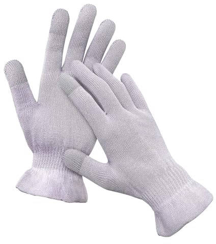 MIG4U Moisturizing Beauty Gloves Touchscreen Overnight Sleeping Glove for Women Dry Hands, Nighttime Lotion, Eczema, SPA, Cosmetic Treatment, Grey Purple 1 Pairs Size S/M