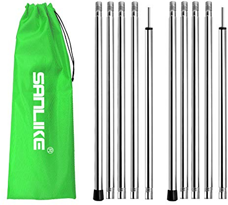SANLIKE Zeltstangen Tarpstangen, Zeltstange Teleskopstange aus Edelstahl für Zelte Camping, Zeltstangen Teleskop für Zelte Outdoor-Überdachungen, Markisen, Ersatz, verdickte Campingstangen