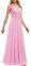 DRESSTELLS Robe de Soirée Femme pour Mariage Cérémonie, Longue Robe de Demoiselle d'honneur Formelle Col en V Rose 2XL