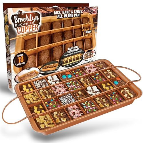 Gotham Steel XL Brownie Pan with Dividers Nonstick Baking Pan for All Edge Brownies with Removable Divider, 2 in 1 Cake Pan + Brownie Baking Tray with 24 Pre-Cut Molds, Non-Toxic Oven/Dishwasher Safe