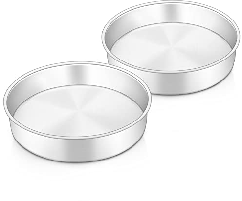 Onader Backform 2er Set, Edelstahl Rund Kuchenform Kuchenbackform, Backformen für Geburtstag/Hochzeit/Weihnachten Kuchen, Ungiftig & Gesund, Leicht Zu Reinigen & Spülmaschinenfest - 24cm