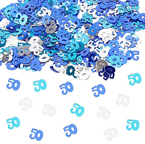 GoldRock Konfetti Tischdeko 50. Geburtstag für Frau und Mann - Streudeko Blau, Confetti Deko, Streudeko 50er, Geschenke