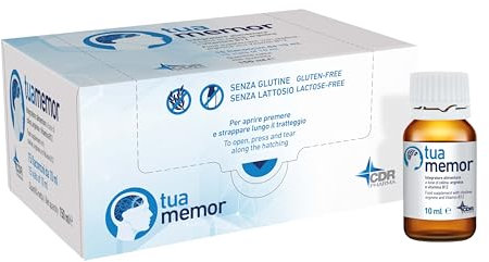 Integratore Memoria e Concentrazione, con Arginina, Colina e Vitamina B12, Senza Glutine e Senza Lattosio, 15 flaconcini da 10 ml, Tuamemor