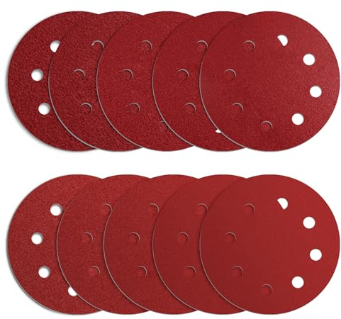 ZHJAN 20 piezas disco de lija 180mm / 7inch / 8 Juegos de papel de arena de agujero 2 * 40/60 / 80/100 / 120/150 / 180/230 / 240/400 discos de lija para lijadora de pared