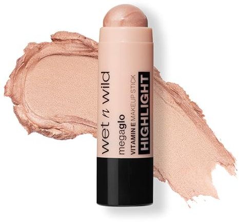 Wet n Wild, Mega Glo Vitamin E Makeup Stick, Illuminante Multiuso in Stick per Occhi, Guance e Labbra, Highlighter con Formula Costruibile e Sfumabile, Glitzed Spell