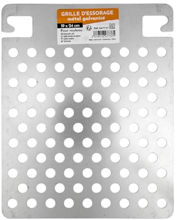 COGEX - Rejilla de pintura, rejilla de pintura para rodillos, rejilla de pintura metálica, Material: metal galvanizado, elimina el exceso de pintura, con ganchos para fijar la rejilla al cubo -