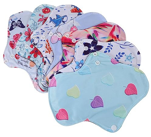FRCOLOR 7stücke Wiederverwendbare Stoffpads Für Damen Set Wiederverwendbare Hygieneeinlagen Waschbare Menstruationspads Weich Und Hautfreundlich Für Täglichen Gebrauch Und Reisen