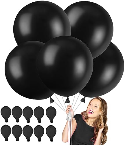 Schwarz Luftballons Groß XXL,10 Stück 36 Zoll/90cm Schwarz Halloween Ballons Helium,Latex Luftballon Riesige für Schwarze Party,Geburtstag,Halloween Festival Dekorationen