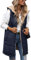 Tuopuda Steppweste Damen Lang Winterweste Outdoor mit Taschen Gilet Übergangsweste Wintermäntel Lang Pufferjacken Ärmellos Kapuzenweste Steppjacke Hooded Daunenweste Geschenk für Frauen, Marine, M