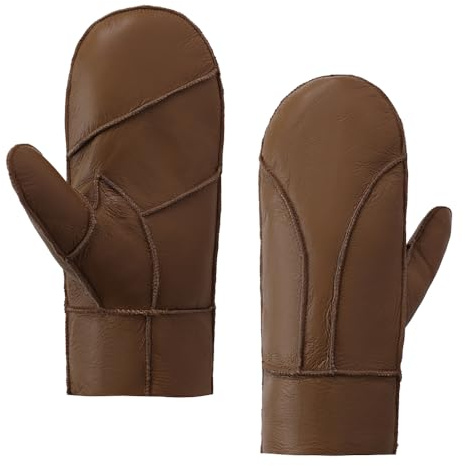 MGGMOKAY Vantar för vinter män lammskinn shearling vantar vinter läderhandskar, kamel, S